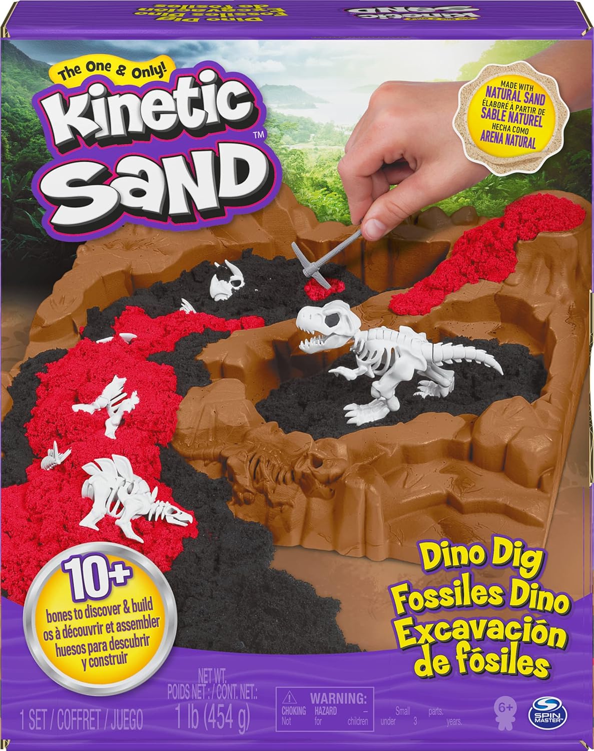 Kinetic Sand, Dino Dig Playset with 10 