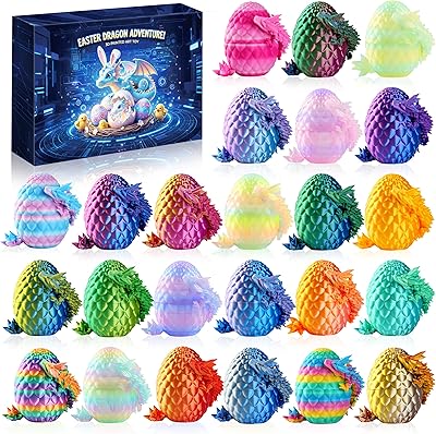 Rapean 3D Printed Dragon Eggs, Mystery Crystal Dragon Egg for Easter Basket Stuffers and Essentials, Unique Easter Toys & Decor, Fantasy Tabletop Decor for Kids & Collectors (24 Pack)