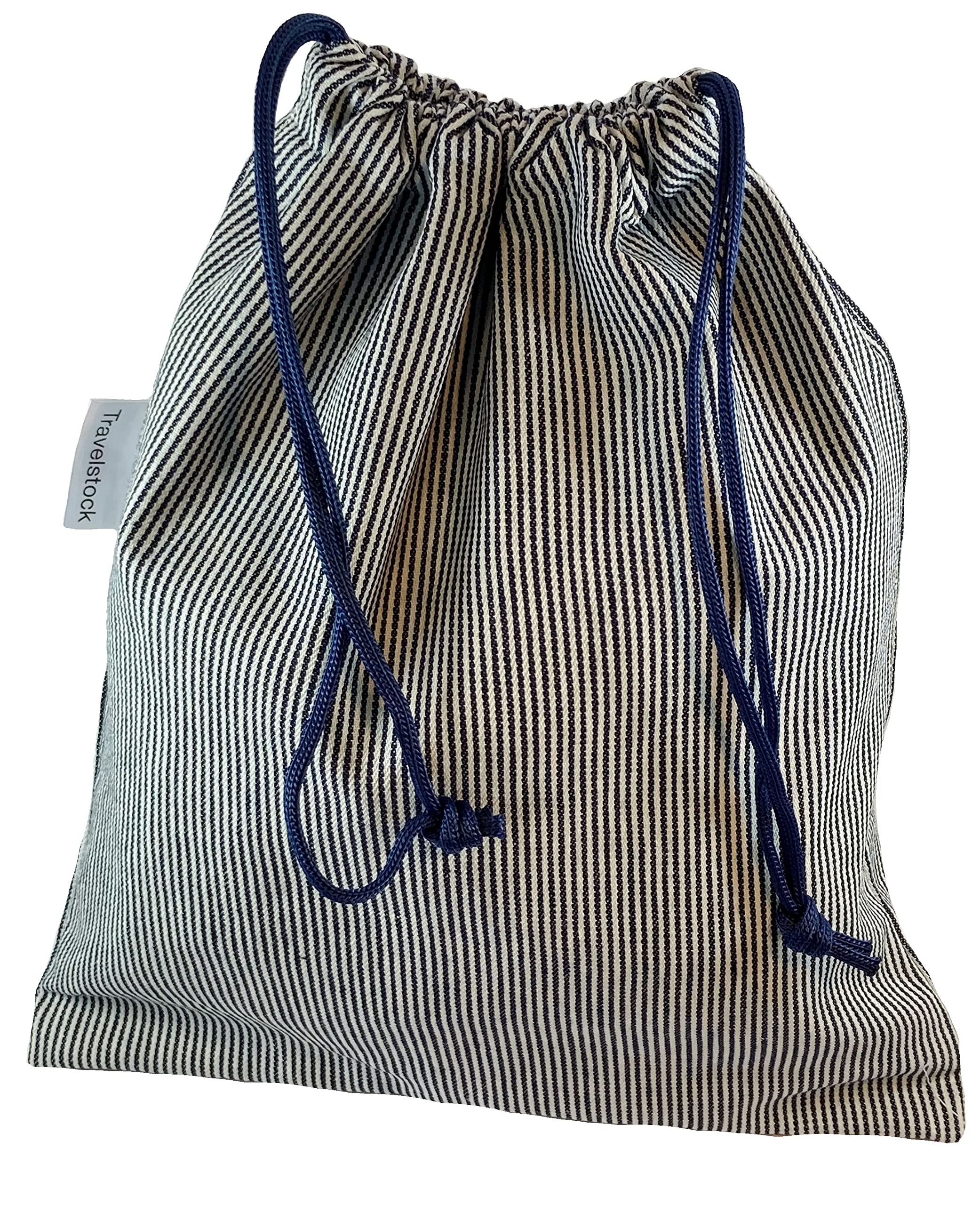 Travelstock Men's Drawstring Wash Bag - Navy/White striped Denim