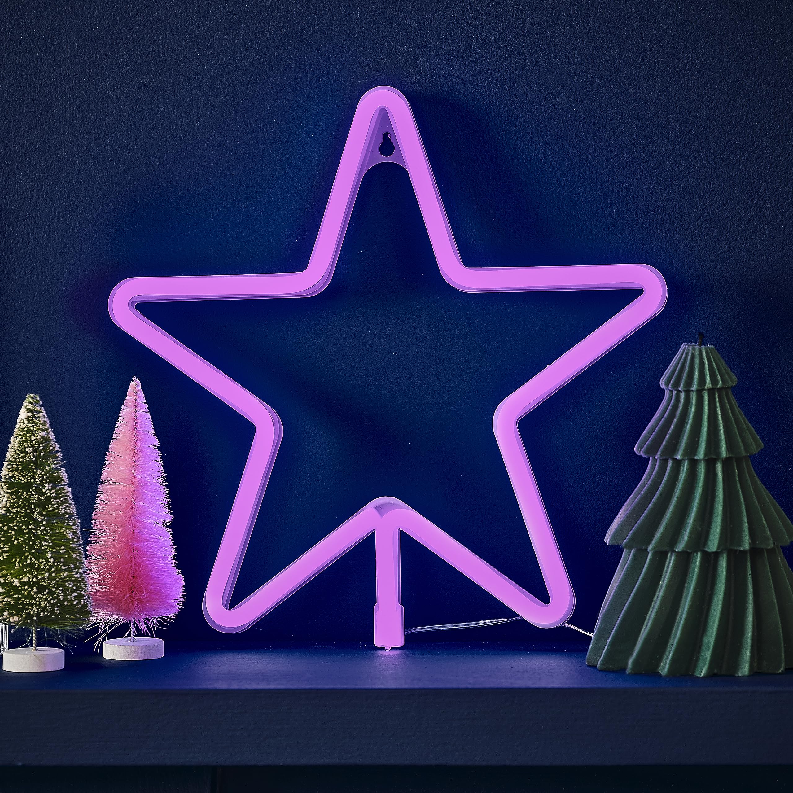 Ginger Ray Christmas Pink Large Light Up Star Neon Light Fireplace Tabletop Decoration — image 1