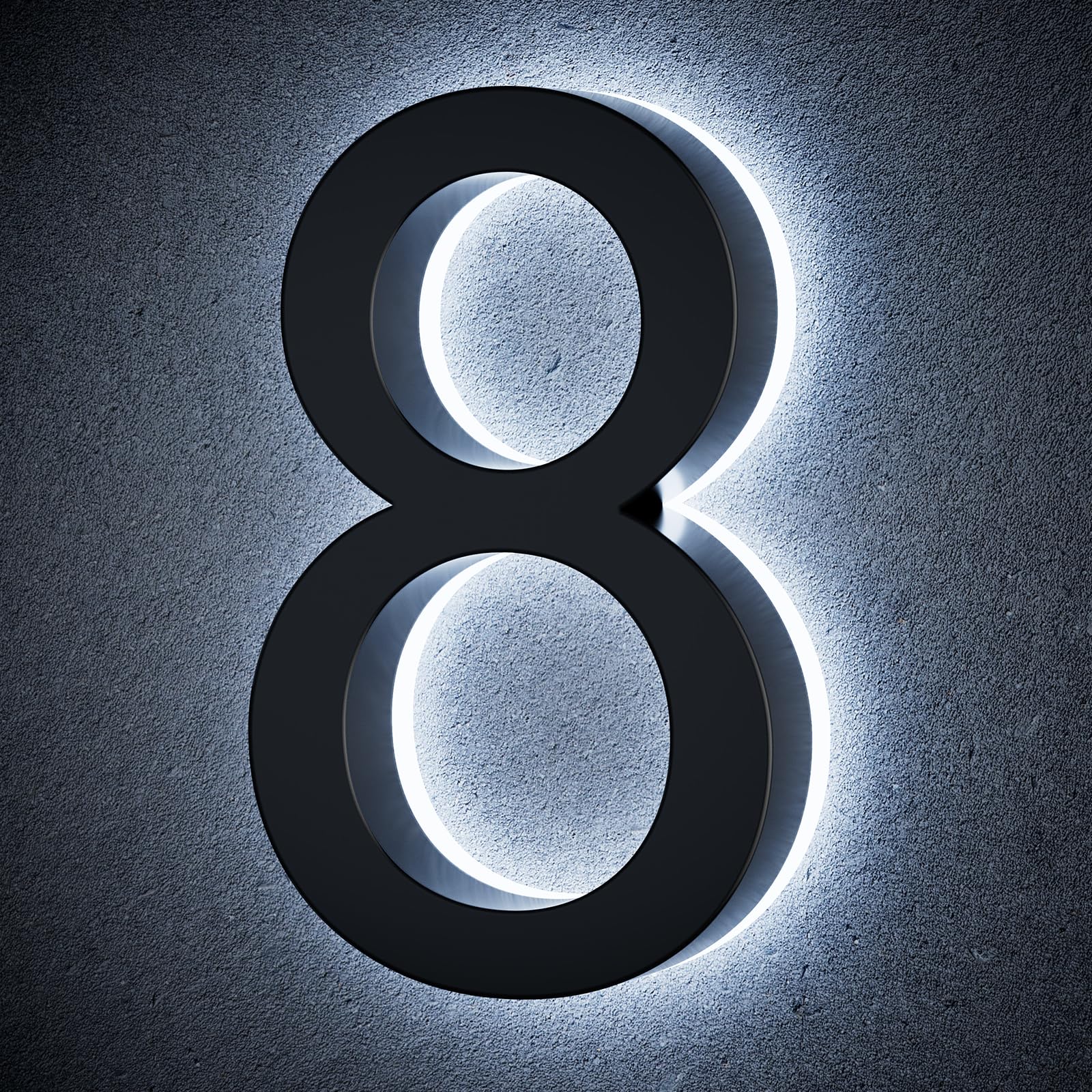 Photo 1 of LLtronation 9 Inch Backlit House Numbers for Outside, Stainless Steel, LED Illuminated Home Address Number, Modern Lighted Address Signs for Houses, Restaurant, Waterproof