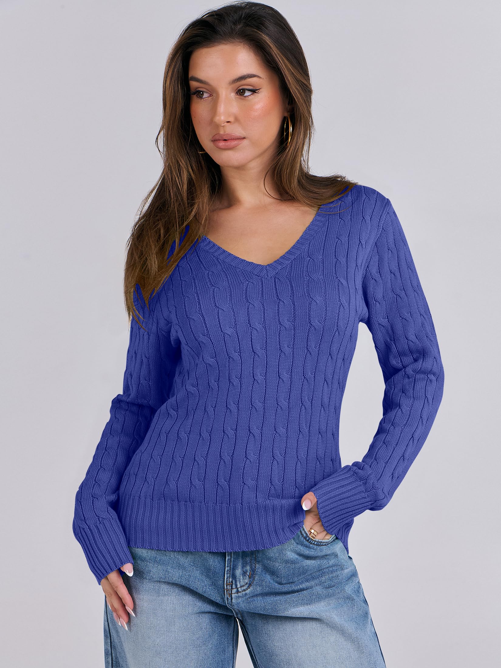 ANRABESS Womens Long Sleeve Cable Knit Sweater 2025