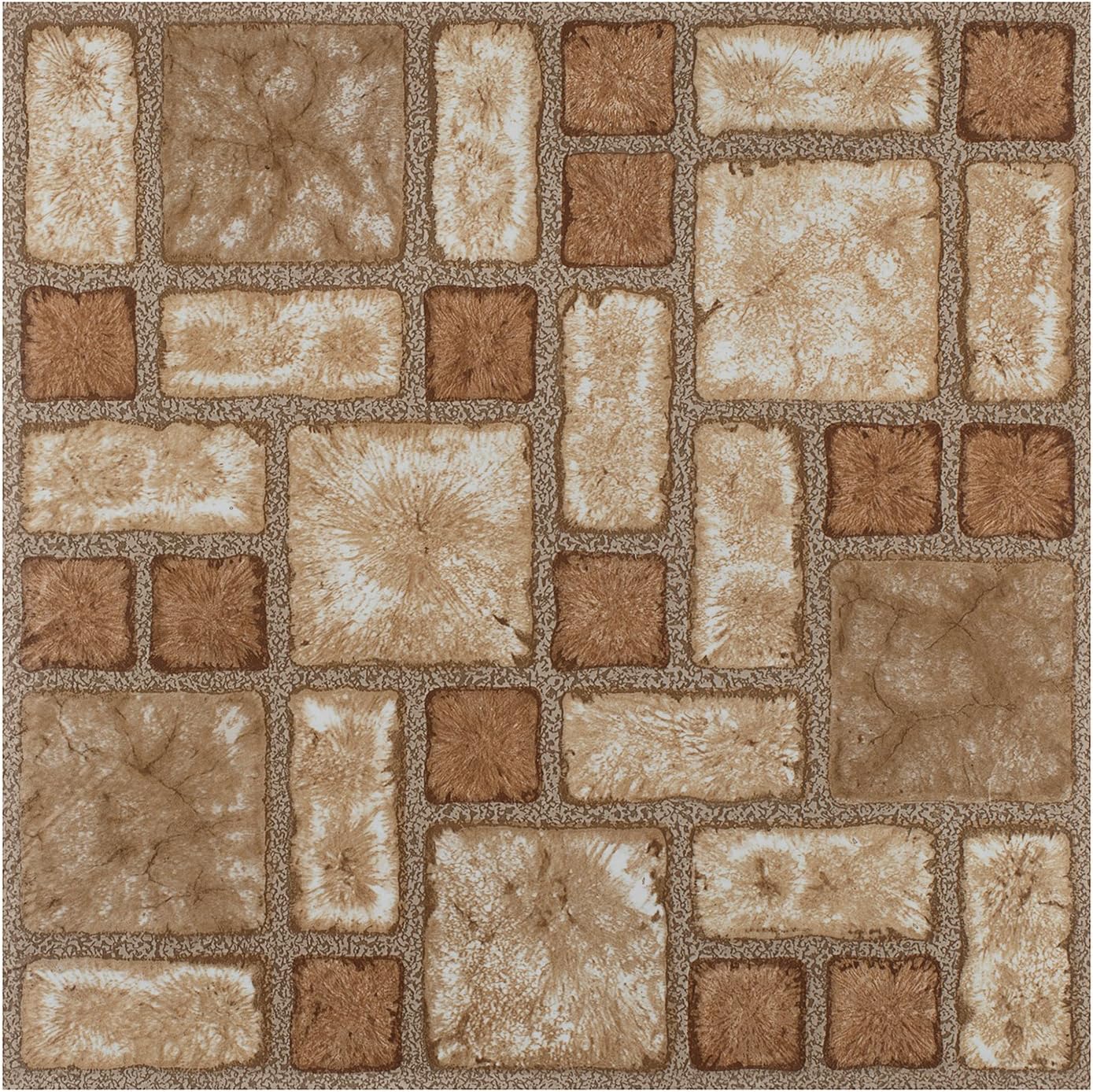 Vinyl Floor Tiles Wood Marble Look 2mm Thick Highly Durable Sticky Floor Tiles 12 X 12 3 Pack Cobble Mosaic Amazon Com