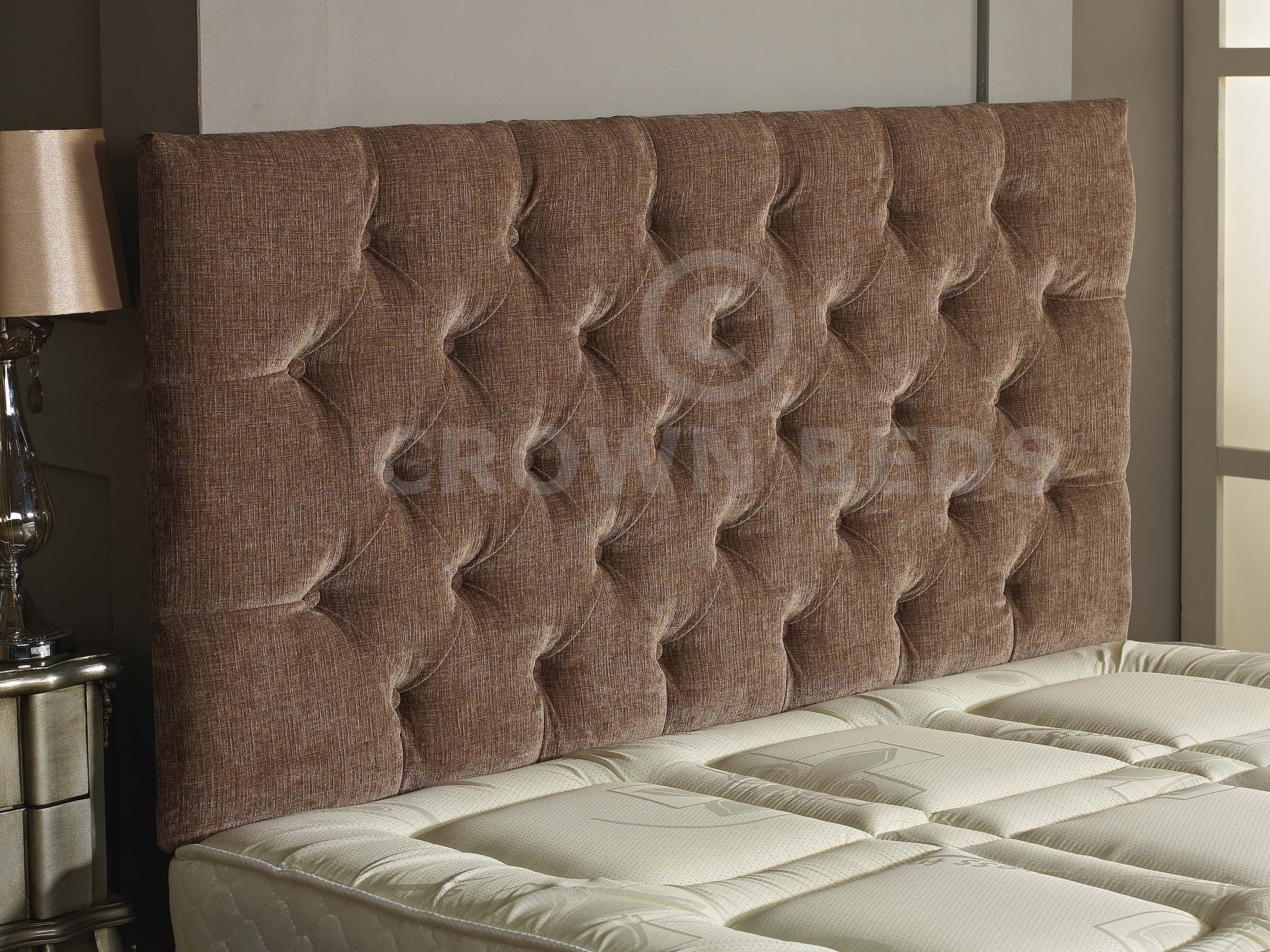 CROWNBEDSUK CHESTERFIELD DIAMANTE BUTTON HEADBOARD IN 2ft5,3ft,4ft,4ft6,5ft,6ft !!!!NEW!!!! (SAND, 3FT (SINGLE) PLAIN BUTTON)
