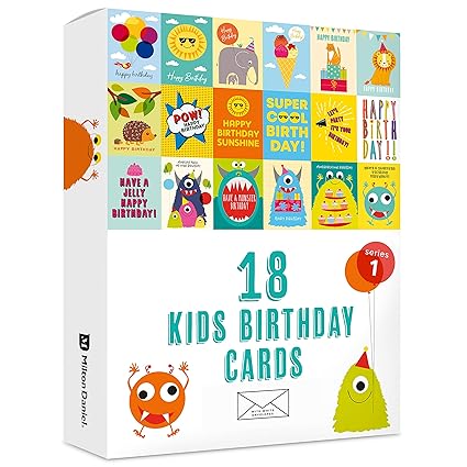 18 X Kids Birthday Cards By Milton Daniel Large Multipack With