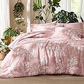 Bedsure Queen Comforter Set - 7 Pieces Floral Pink Soft Bedding Sets, Queen Bed in a Bag with Botanical Flowers Comforter, Sheets, Pillowcases & Shams