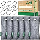 Activated Charcoal Odor Absorber,6 Pack Nature Odor Eliminator for Shoes, Bamboo Charcoal Air Purifying Bags,Shoe Deodorizer 