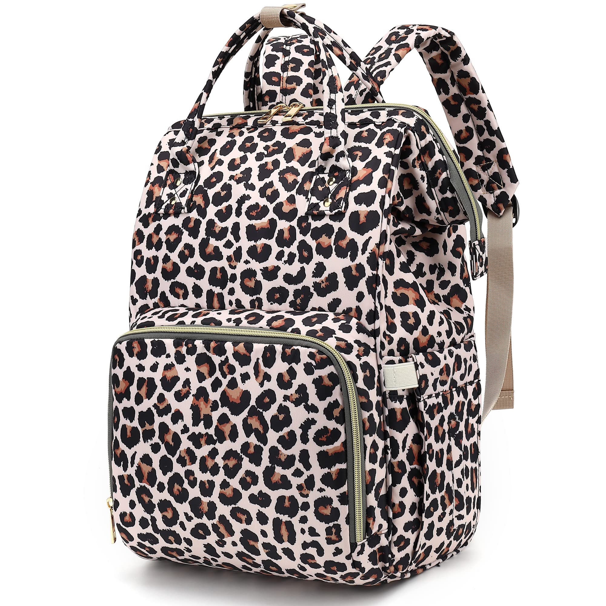 Xunteny Baby Changing Bag Backpack for Moms Girls Boys, Women Waterproof Large Maternity Nappy Diaper Bags (Leopard)