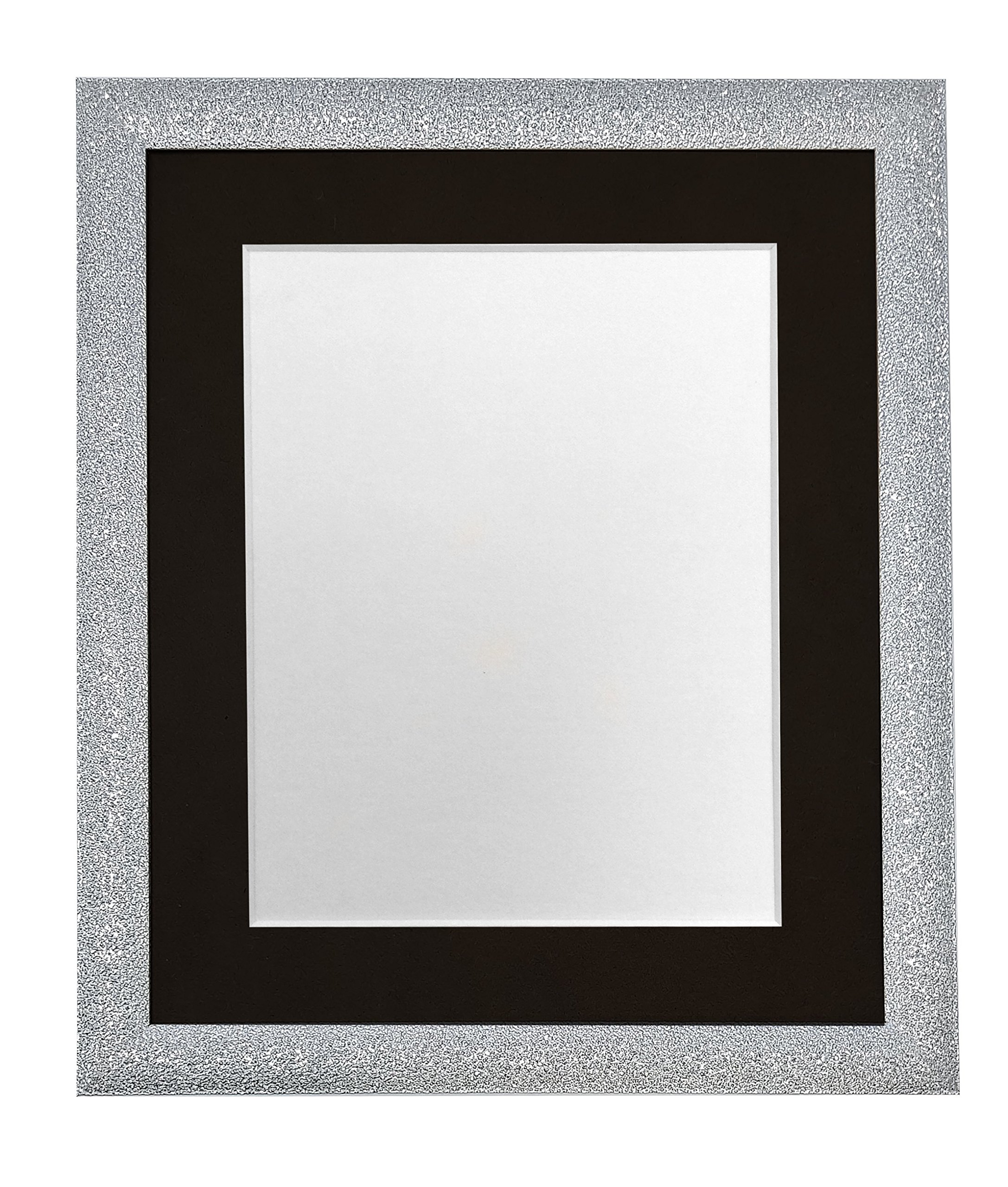 FRAMES BY POST Glitz Silver Picture Photo Frame with Black Mount 8 x 6 Image Size 6 x 4 Inch Plastic Glass