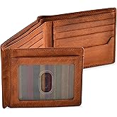 BULL GUARD RFID Blocking Bifold Wallets for Men, Brown Full Grain Leather Credit Card Wallet with 2 ID Windows Premium Security and High Capacity | RFID Blocking, Credit Card Wallet, with 2 ID Windows, Premium Security, High Capacity