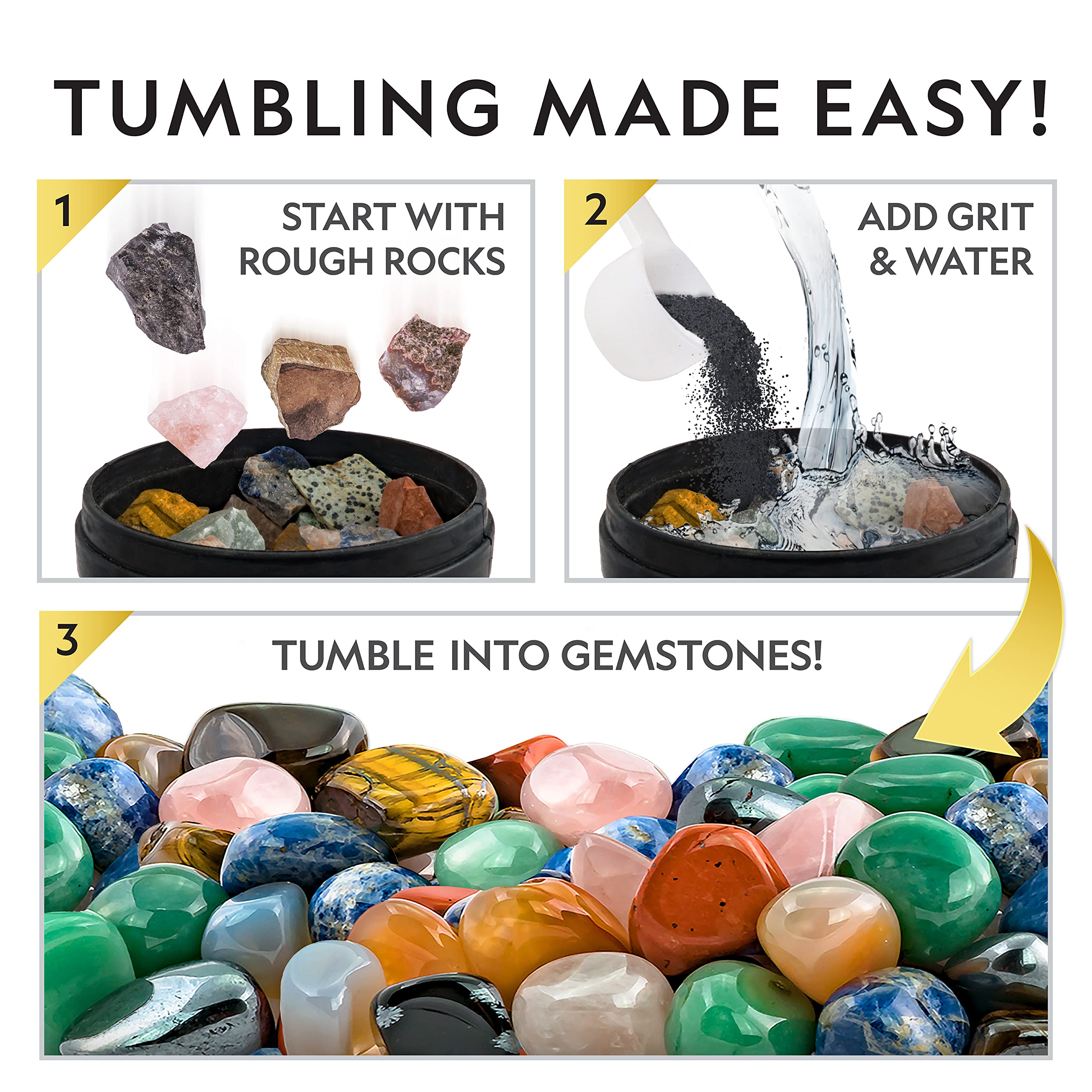 National Geographic Professional Rock Tumbler Kit – Extra Large 2 Lb. Barrel with 3-Speed Motor & 9-Day Timer – Geology DIY Kits for Adults, Rock Collection Hobby, Great Educational STEM Science Kit