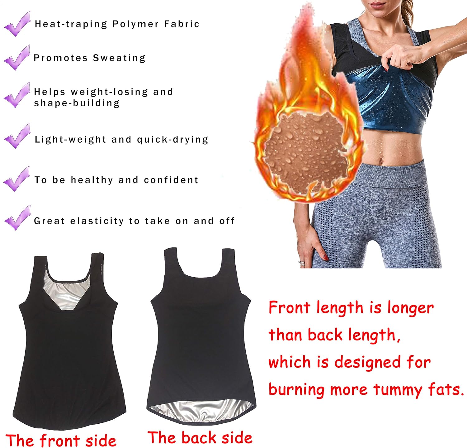 MOLLDAN Womens Sauna Vest Sweat Tank Top Shapewear Weight Loss Workout Shirt: Clothing
