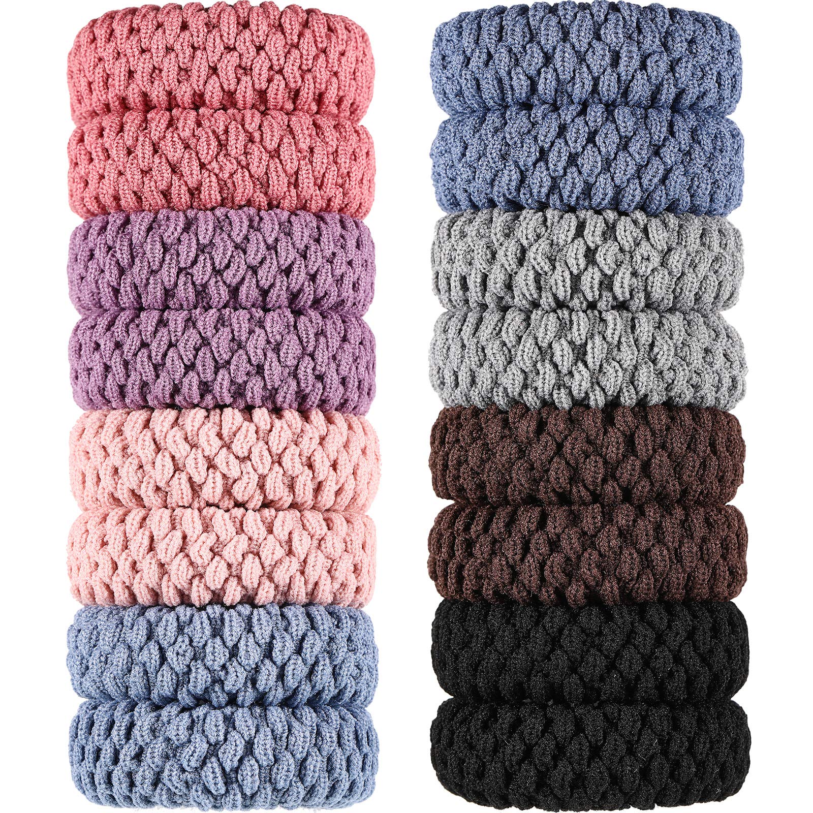16 Pieces Thick Cotton Hair Ties Seamless Cotton Hair Bands No Crease No Break No Slip Hair Bands Seamless Hair Elastics Ties Thick Stretchy Ponytail Holders for Women Girls (Mixed Color)