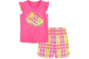 HOMAGIC2WE Toddler Girl 100% Cotton Shirt Short Pants Sets Cute Animal Cartoon Applique Summer Outfits Set