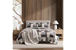 Eddie Bauer - Queen Quilt Set, Naturally Soft Cotton Bedding w/a Lightweight Feel for All-Year Comfort, Reversible w/Matching Pillowcases, 3 Piece Bed Set (Antique Brown)