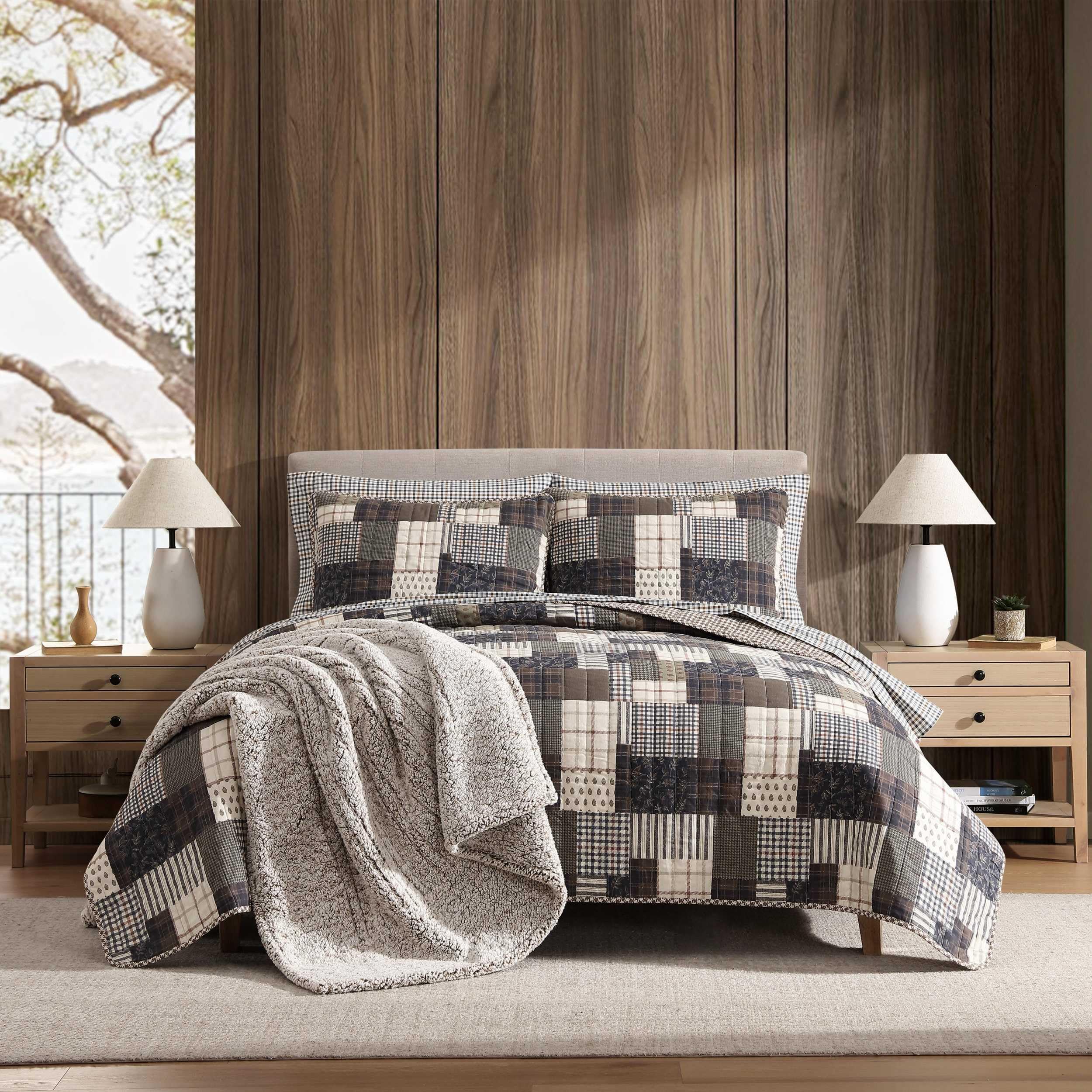 Photo 1 of Eddie Bauer - Twin Quilt Set, Naturally Soft Cotton Bedding w/a Lightweight Feel for All-Year Comfort, Reversible w/Matching Pillowcase, 2 Piece Bed Set (Antique Brown)