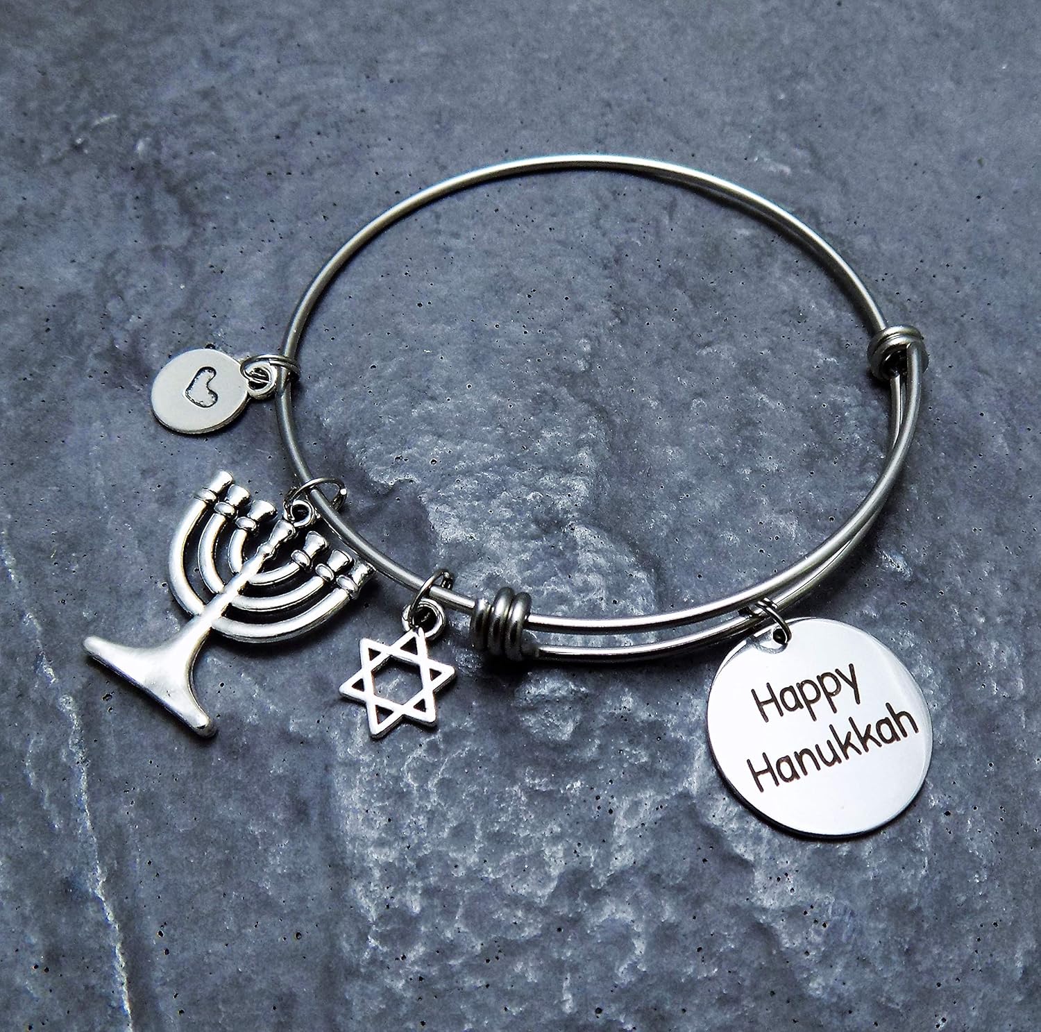 Happy Hanukkah Menorah Charm Bracelet Stainless Steel