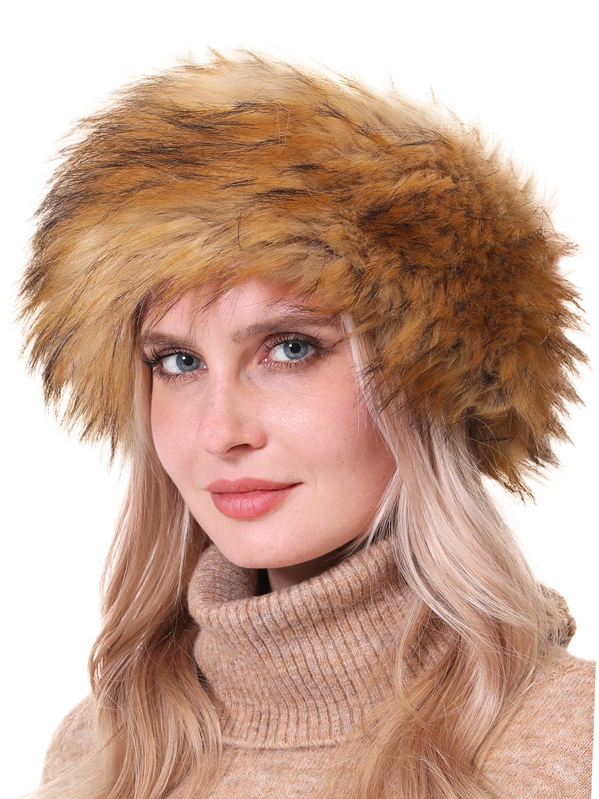 soul young Women's Faux Fur Headband with Stretch Winter Earwarmer Earmuff (Nature)