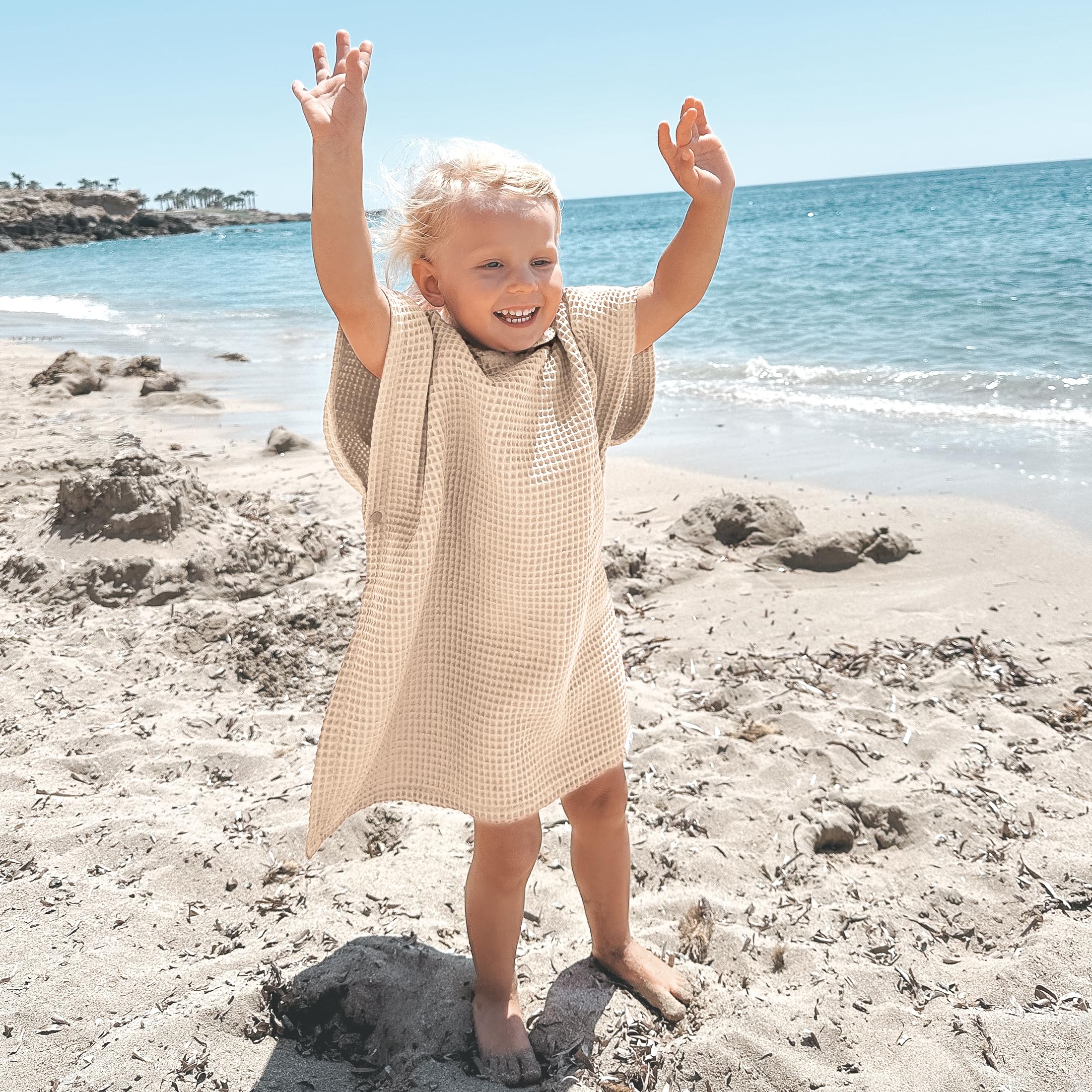 Photo 1 of ZICOTO Soft Hooded Beach Towel for Kids - Cute Towel for Babies and Toddler Made of Waffle Cotton - Perfect Lightweight and Absorbent for Bath, Beach, Pool