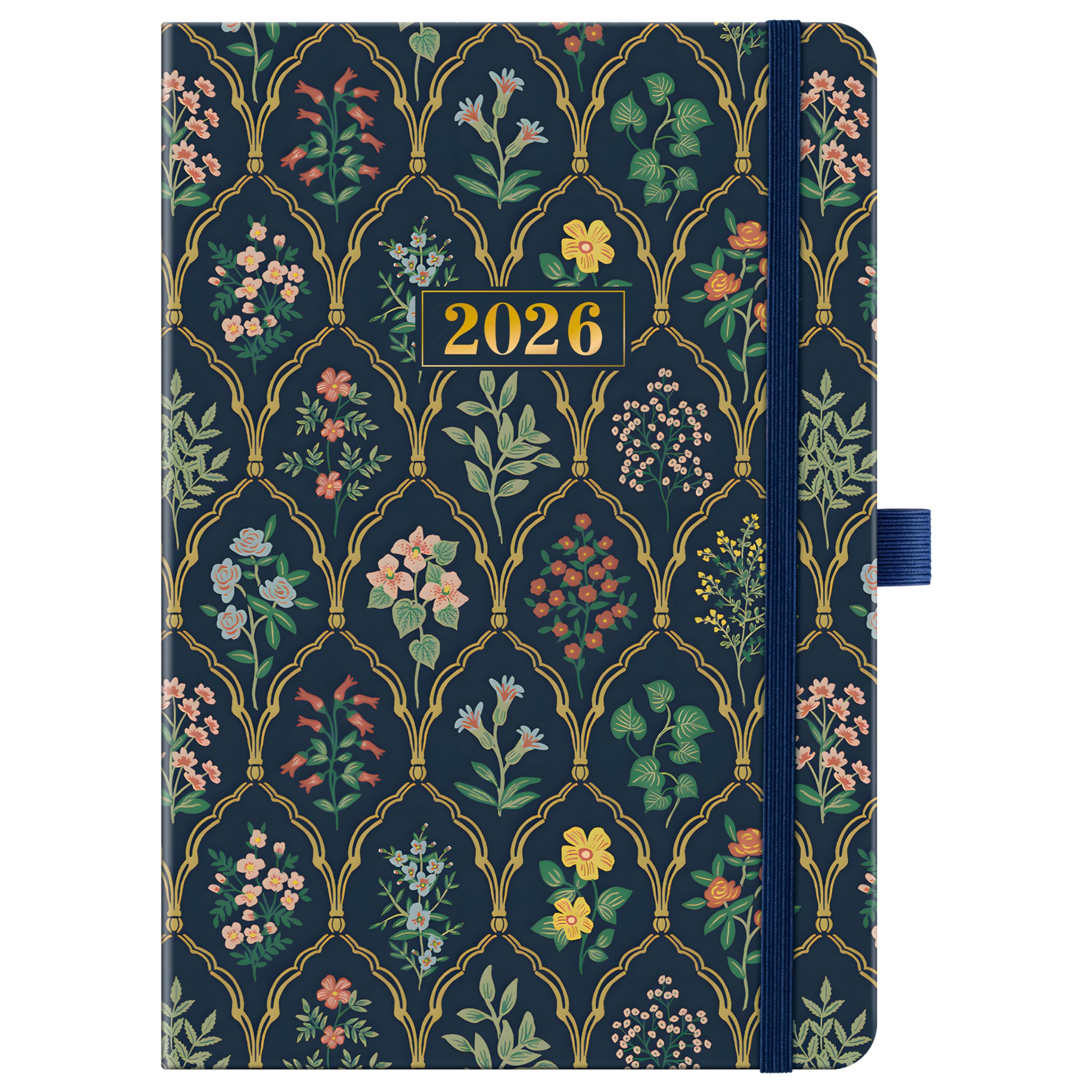 Diary 2026 - A5 2026 diary Week to View from Jan. to Dec. 2026, with Pen Loop, 25.5 x 15.5 cm - Retro Flower