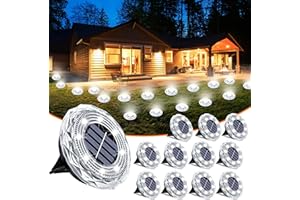 AKAVDOU Solar Ground Lights 12 Pack Waterproof Outdoor Solar Lights for Yard Led Solar Garden Lights Bright Solar Powered Disc Light In-Ground Landscape Lighting for Patio Pathway Walkway Driveway, White