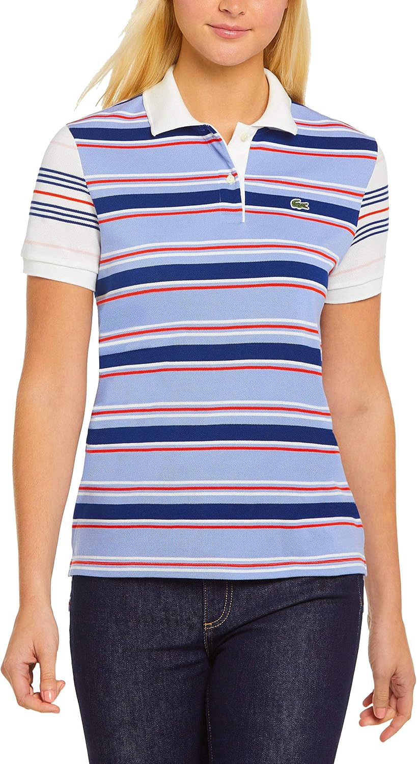 Lacoste Women's Short Sleeve Regular Fit Striped Polo Shirt at  Women’s Clothing store