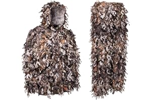 North Mountain Gear Ghillie Suit - Camo Hunting Suit - 3D Leafy Suit - Woodland Camouflage Jacket & Pants - Breathable