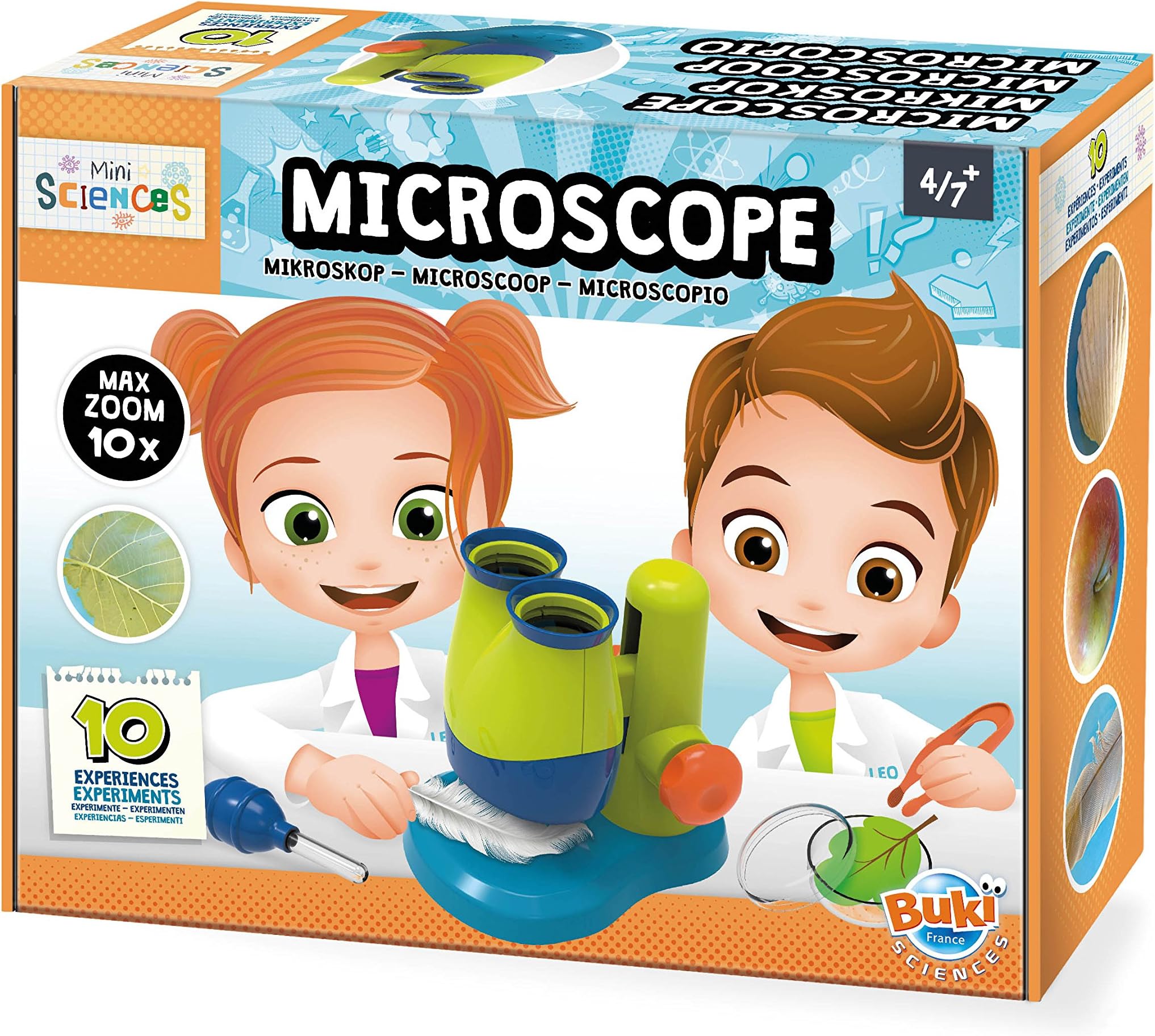 Buki Mini Sciences Children’s First Basic Toy Microscope 10X Magnification Lab Science Kit for Kids Age 4 to 8