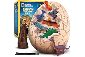 BLUE MARBLE NATIONAL GEOGRAPHIC Jumbo Dinosaur Egg Dig Kit - Dig Out 12 Dino Figures & Replica T. Rex Tooth from Giant 6" Egg, Dino Egg, Jumbo Egg, Dinosaur Egg Toys, Educational Science Kits