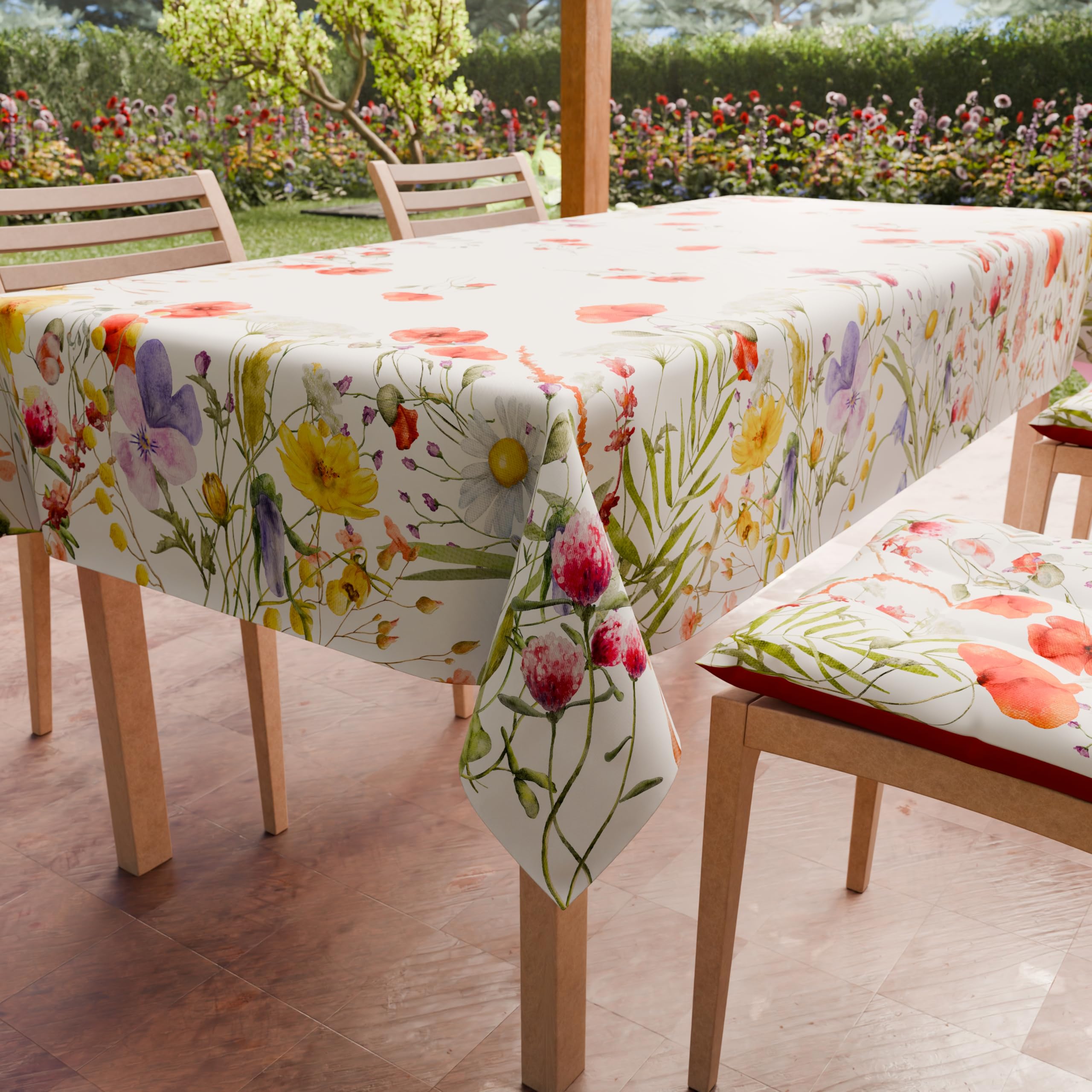 PETTI Artigiani Italiani - Stain Resistant Rectangular Tablecloth Kitchen Floral Design 10 x 12 Seater (140 x 240 cm) 100% Made in Italy — image 1