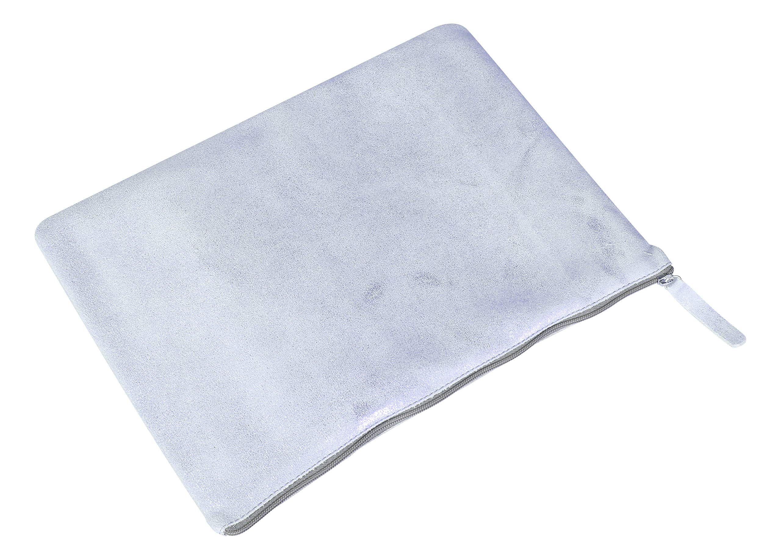 Clairefontaine 'Plume' Iridescent Suede Leather Universal Pocket- Sky Blue