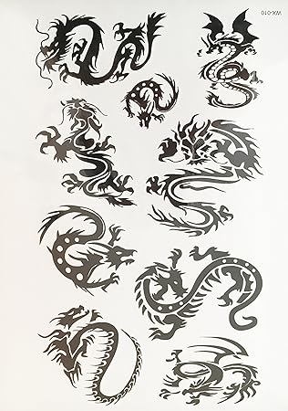 Dragon Noir Tatouage Temporaire Bras Bras Tatouage Autocollants Wx010