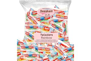 ZEESKEIT Repackaged Twizzlers Twists Rainbow Fruit Flavored Candy, 2 Lb Individually Wrapped Triple Twisted Pull N Peel Candy, Chewy Fun Size Twists