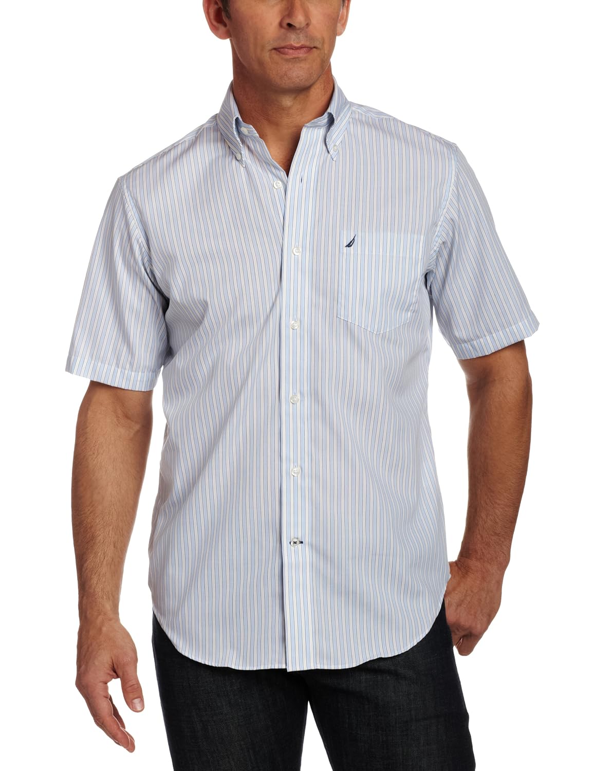 Nautica Mens BigTall Saturated Stripe Short Sleeve Shirt Men Clothing