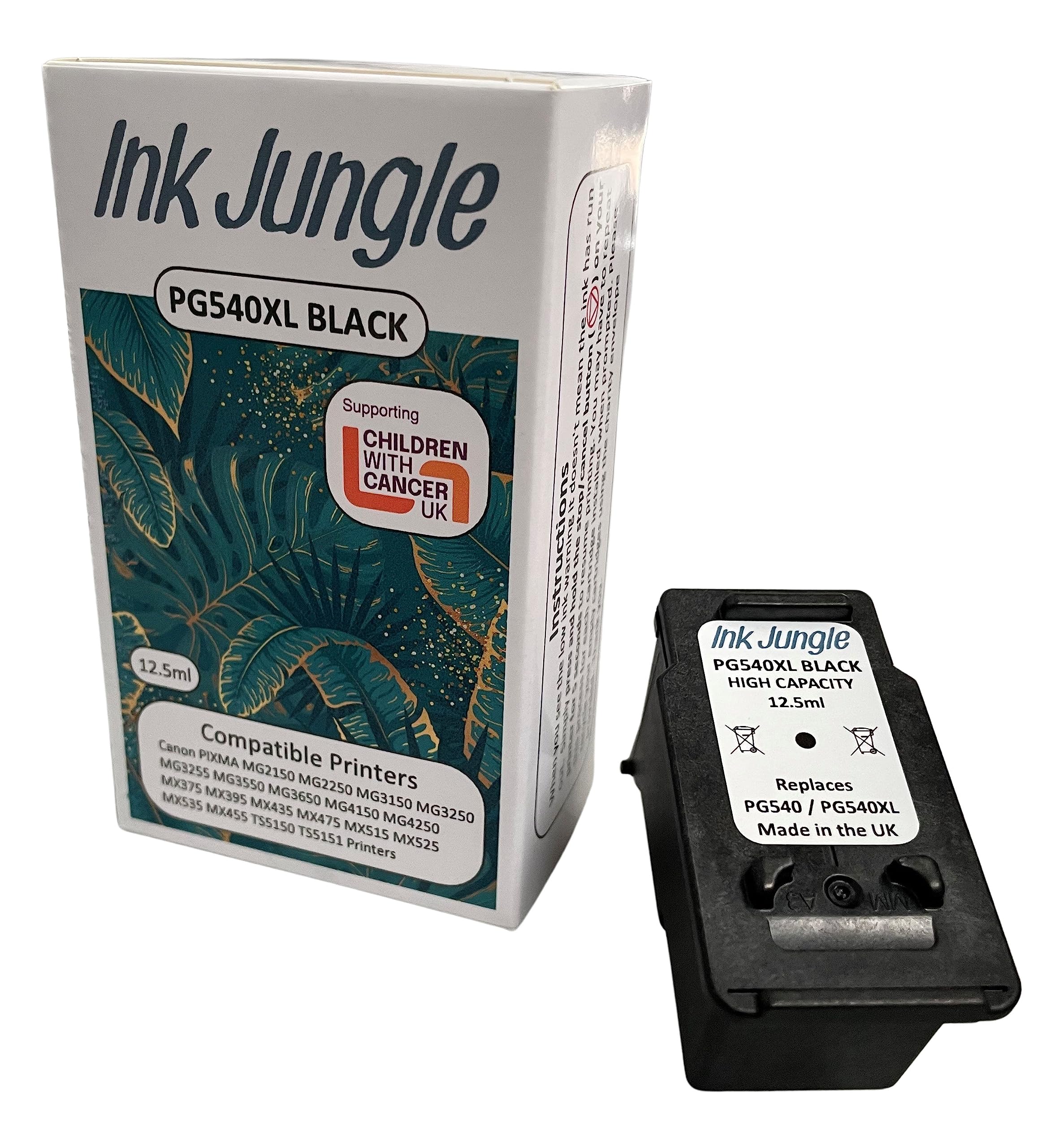 Ink Jungle PG-540XL Black Remanufactured Ink Cartridge For Canon PIXMA MG3500 Inkjet Printers