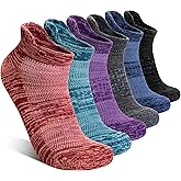 AMENLAN Merino Wool Ankle Socks Running Half Cushioned Men Women Hiking Thick No Show Socks 6 Pairs