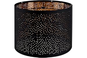 GO&SO GOSO Black Lamp Shades Drum Lampshades with Laser Drilling Design, Medium Lampshade 13" Top x 13" Bottom x 10" High, Lamp Shade For Tablelamp,Floor Lamps,Wall Hanging, Assembly Required