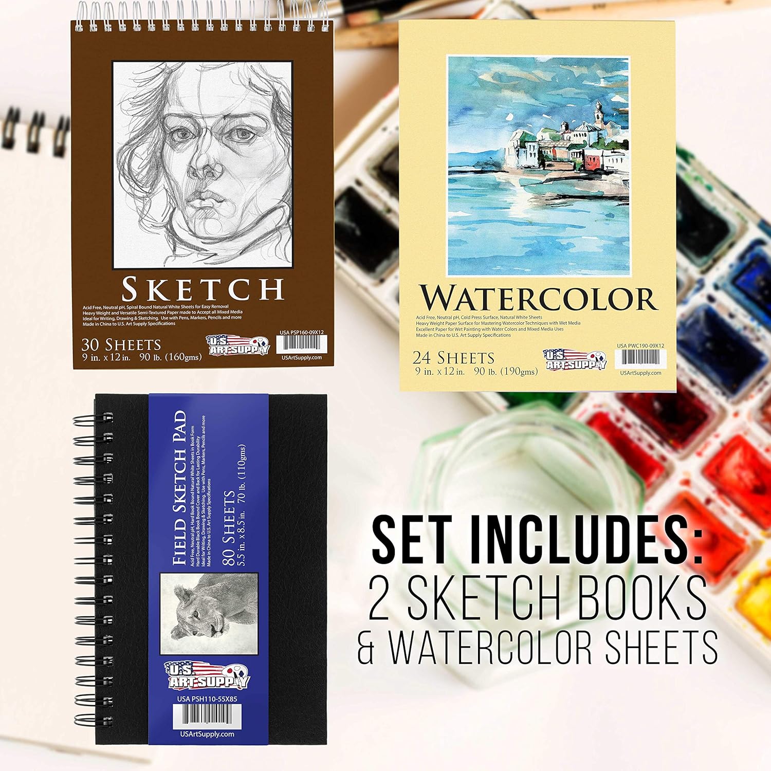US Art Supply 82 Piece Deluxe Art Creativity Set in Wooden Case with Bonus 20 Additional Pieces - Deluxe Art Set