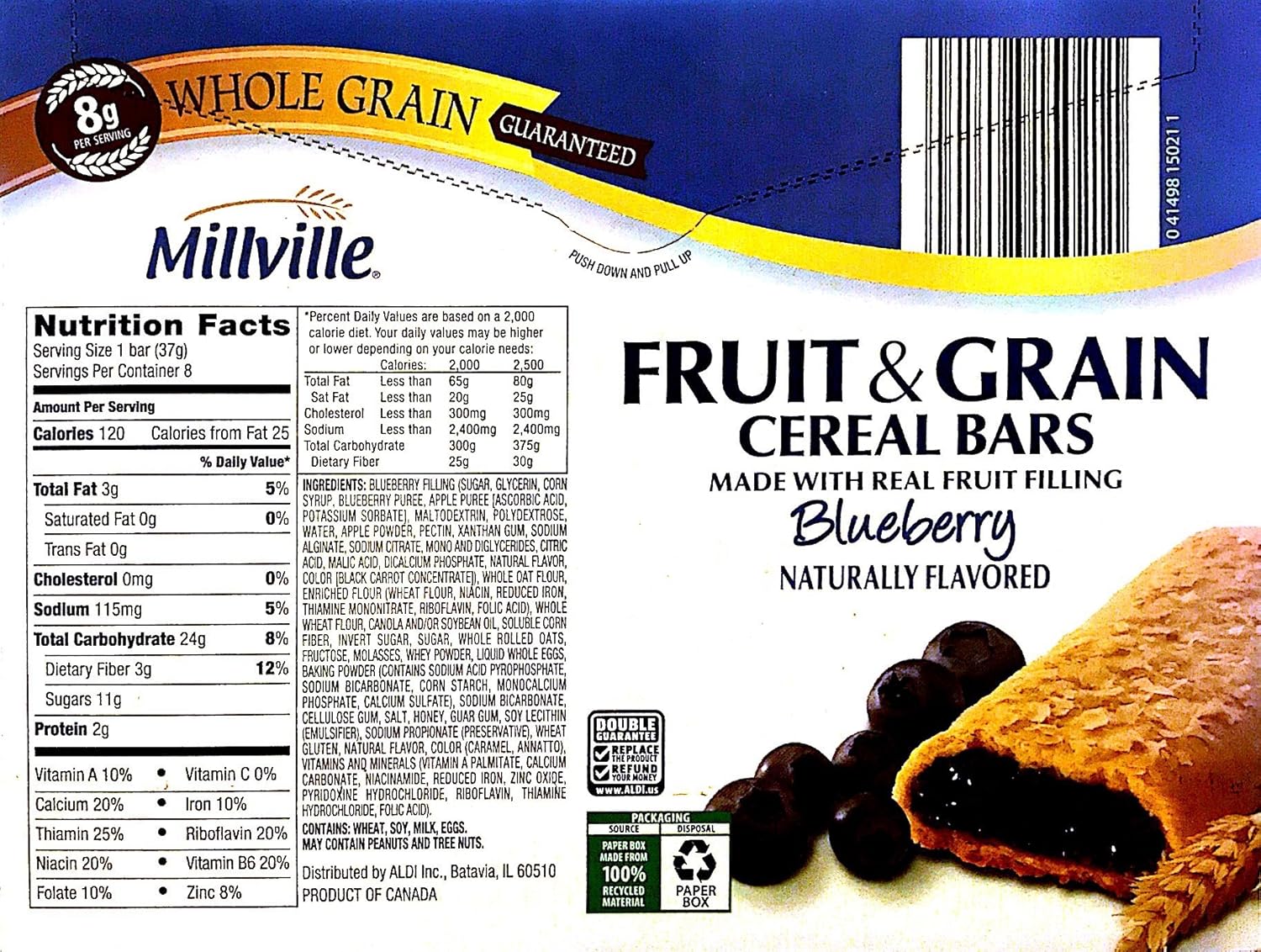 Millville Fruit And Grain Cereal Bar Nutrition Facts Nutrition Pics