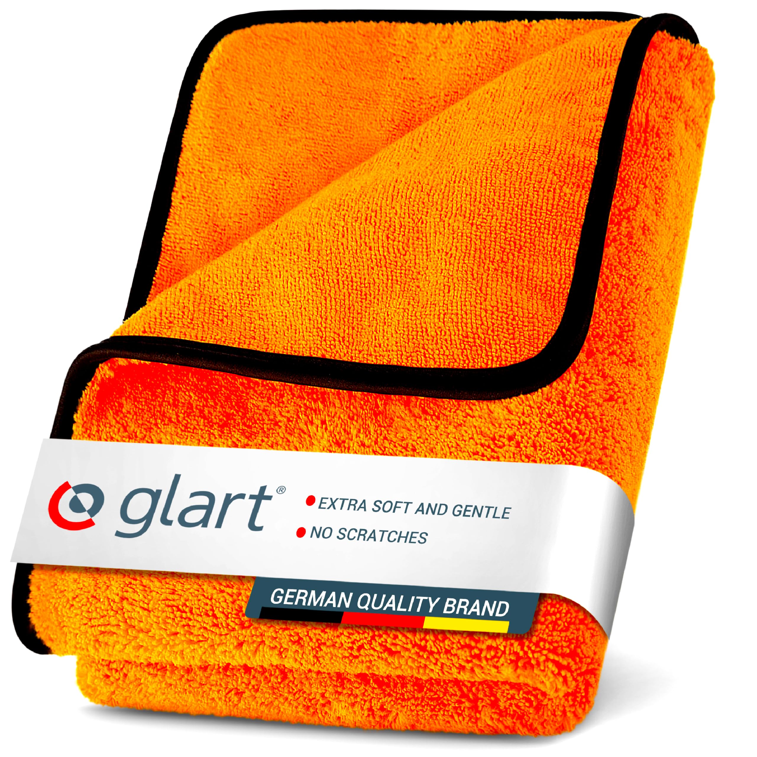 Glart 44WG Car Drying Towel XXL 90x60 cm - Microfiber Polishing Cloth Orange - Large Absorbent and Cleaning Cloth for Car, Motorcycle, Boat, Household - Soft, Paint-Friendly, Lint-Free