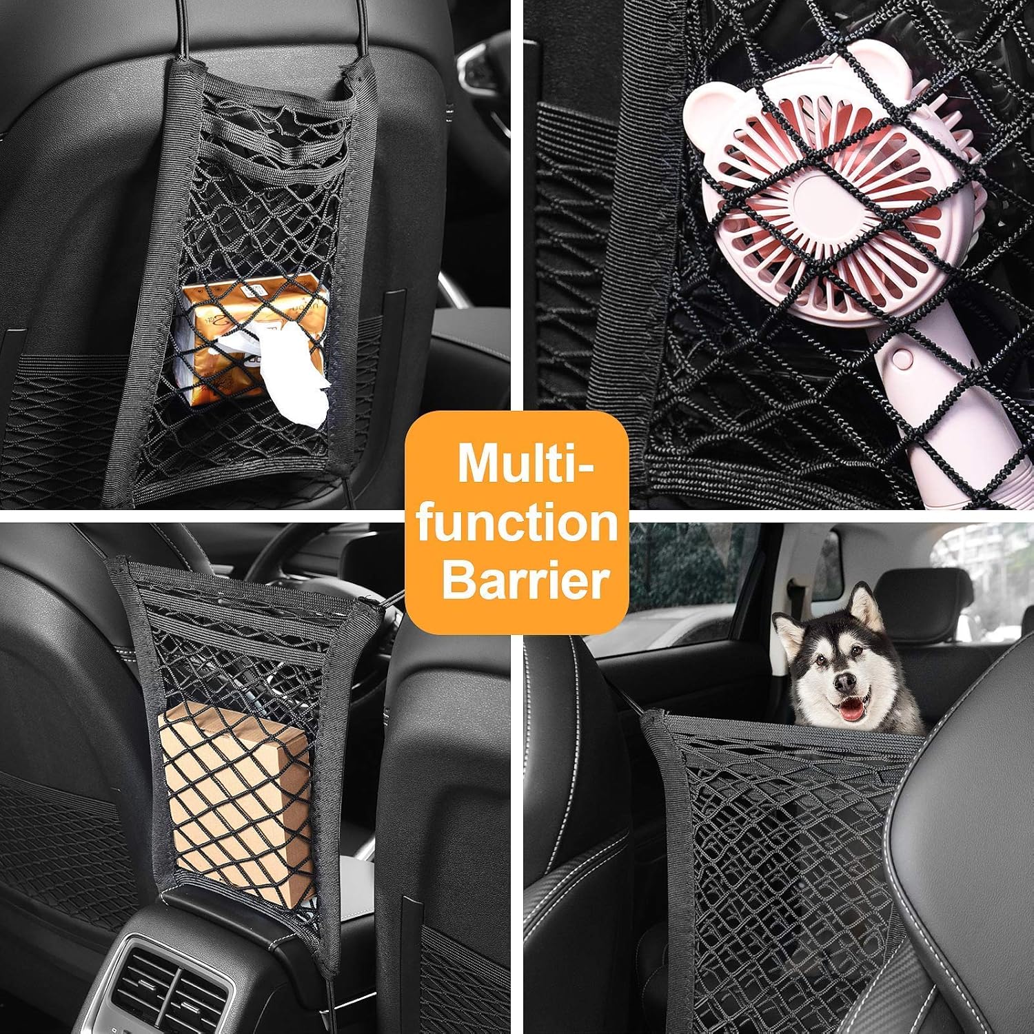 Bestdoggo Car Dog Barrier for Dogs Net Barrier 3 Layers Car Mesh Organizer, Car Divider, Dog Car Accessories, Pet Barrier, Design for Safety of Driving with Children & Pets Dog Barrier SUV(Black) : Pet Supplies