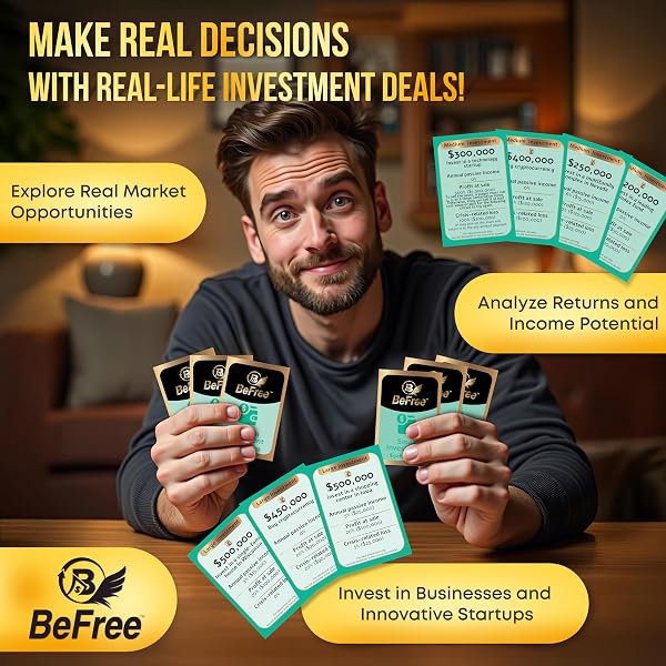 BEFREE STRATEGY & FINANCIAL LITERACY BOARD GAME – ADULTS AND AGES 14+ | EARN MONEY AND REACH FINANCIAL FREEDOM, MANAGE CASH FLOW & PAYDAY | INVEST IN REAL ESTATE & STOCKS, OWN ASSETS