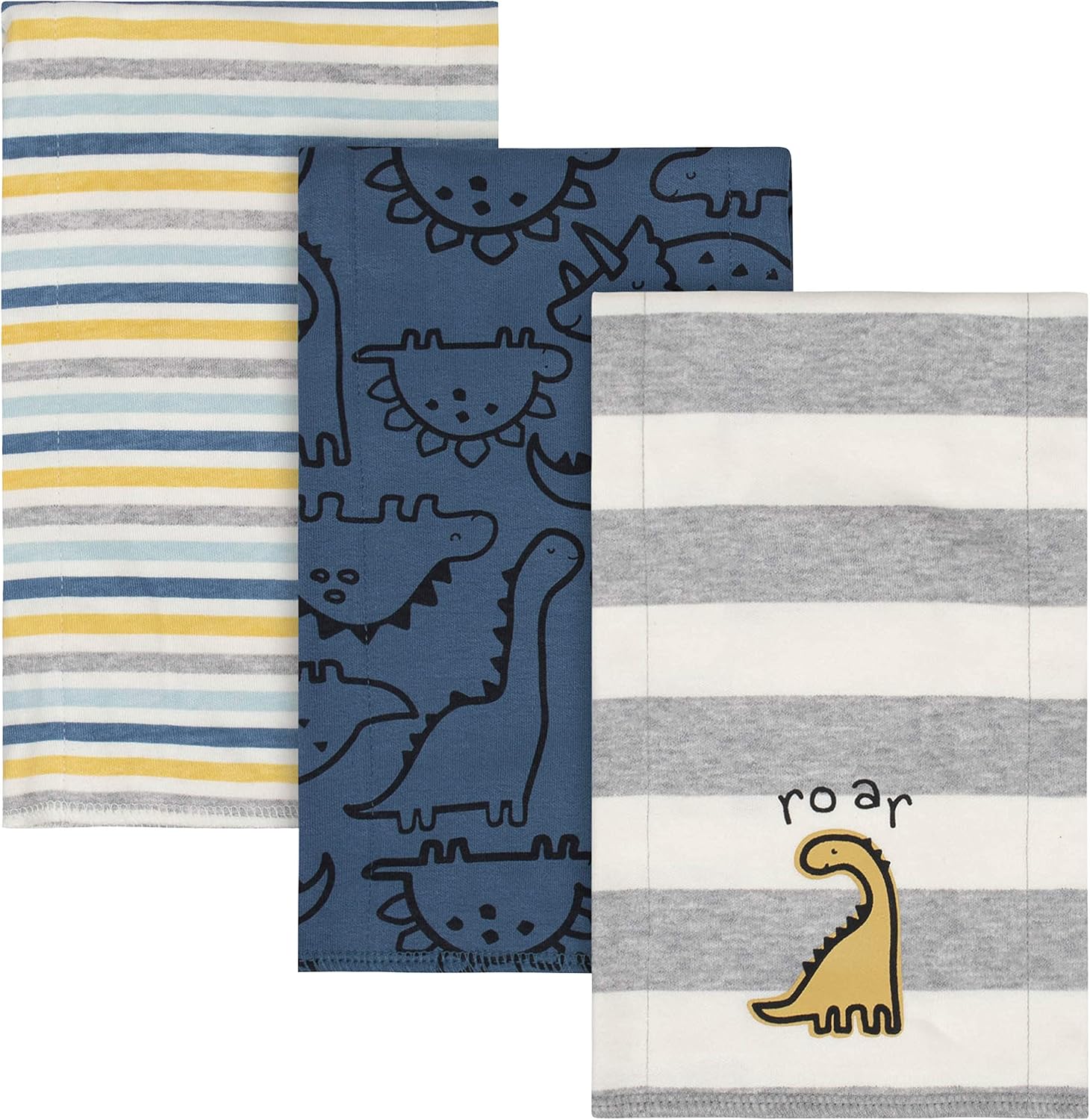 Gerber Baby Boys 3 Pack Knit Burp Cloth, Dinosaur Blue, One Size: Clothing