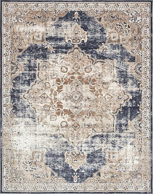 amazon com texture modern carved vintage traditional look feel dark blue 8 x 10 ephesus collection area rug home kitchen texture modern carved vintage traditional look feel dark blue 8 x 10 ephesus collection area rug