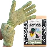 Temple Spring Exfoliating Glove Carbonized Bamboo Body Scrubber Sage Green