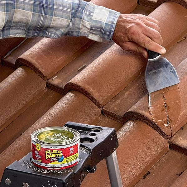 FLEX PASTE, WATERPROOF PAINTABLE PUTTY, SPACKLE SEALANT, FILL GAPS CRACKS HOLES – BLOCK OUT WATER AND AIR – UV RESISTANT – WALLS, DRYWALL, EPDM, CONCRETE, ROOF, RV REPAIRS, CLEAR, HALF-QUART