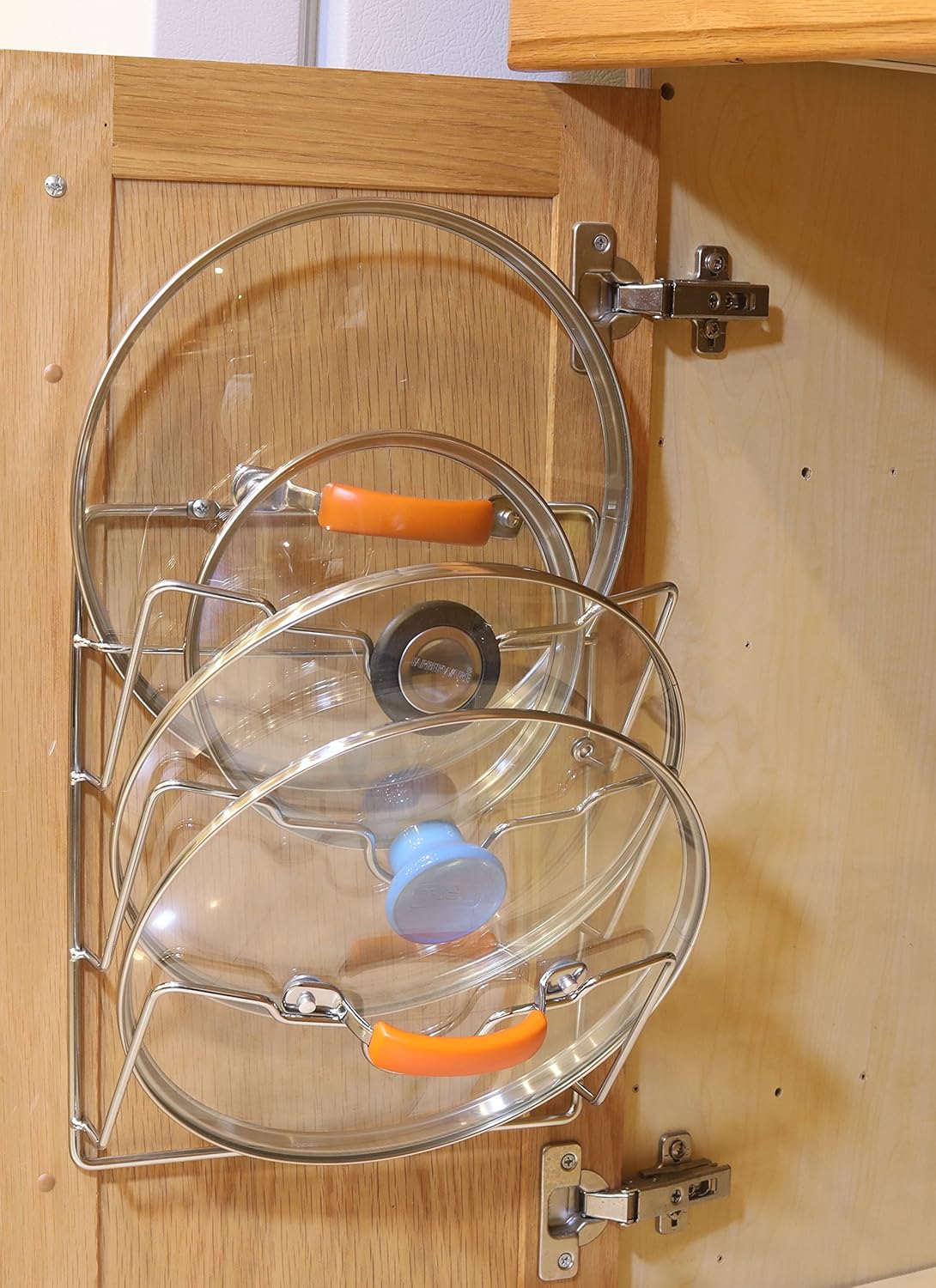 2 Pack - Simple Houseware Cabinet Door/Wall Mount Pot Lid Organizer Rack, Chrome: Kitchen & Dining