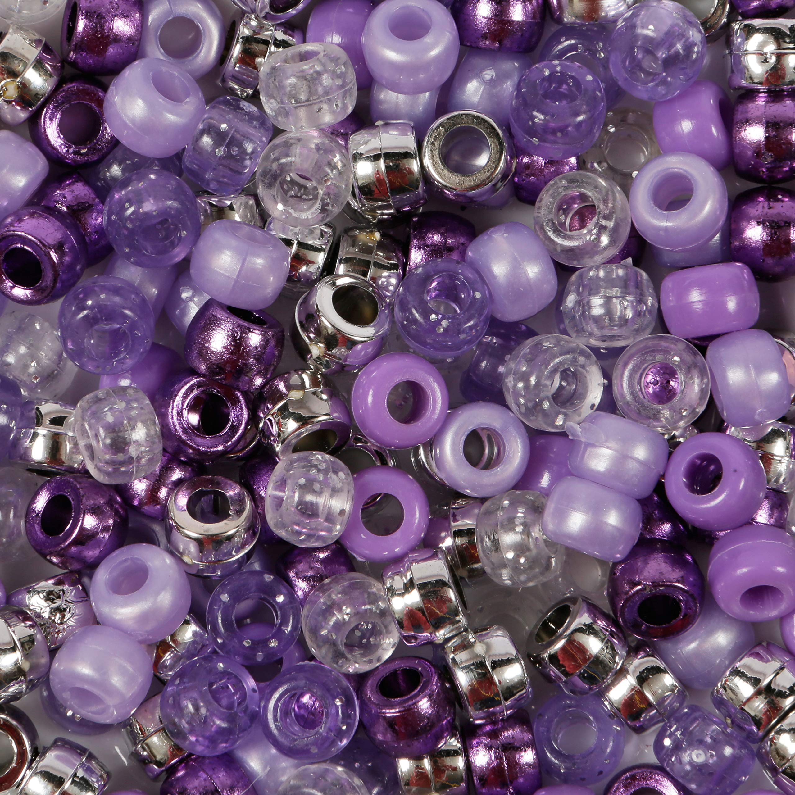 200 Purple Princess Pony Beads Size 9mm x 6mm