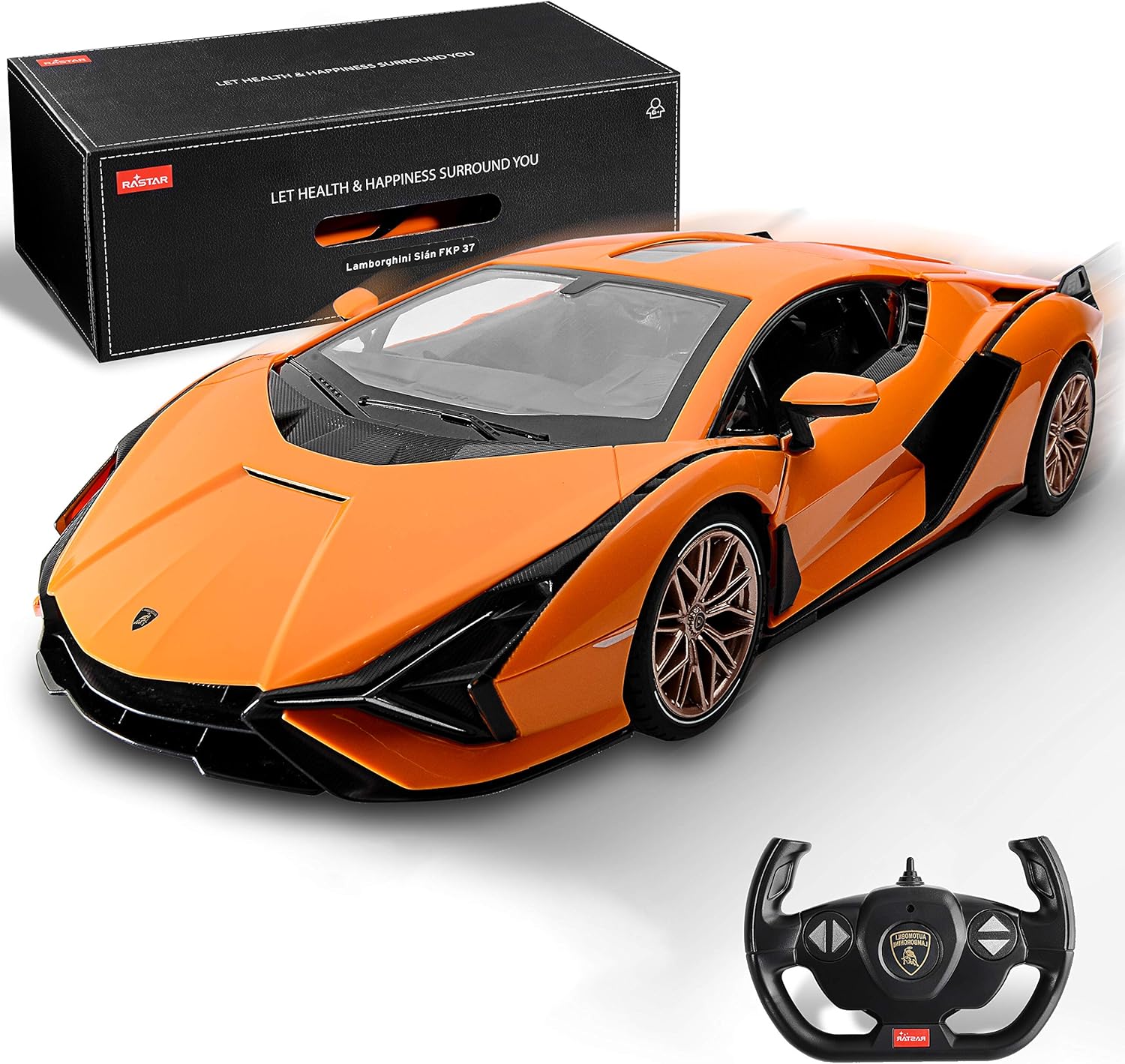 BEZGAR X RASTAR Licensed RC Series, 1:14 Scale Diecast Remote Control Car Lamborghini Sián FKP 37 Electric Sport Racing Hobby Toy Car Model Vehicle for Boys and Girls Teens and Adults Gift (Orange): Toys & Games
