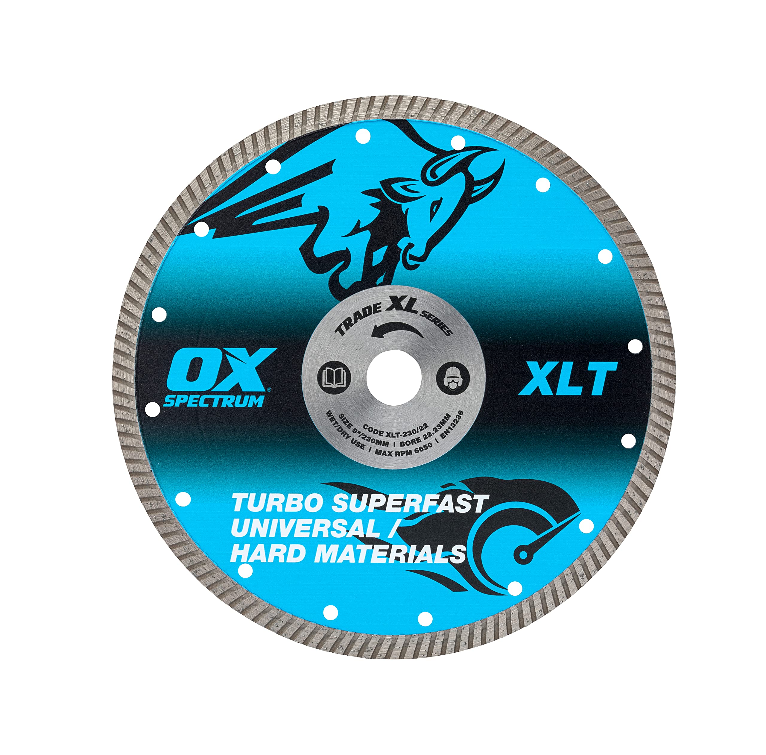 OX Tools Trade XL Turbo Diamond Blade - Universal & GP - 230/22.23mm, Blue